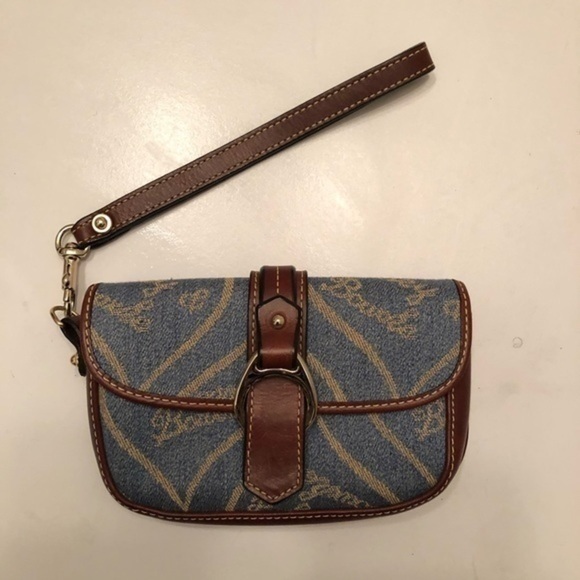 DOONEY & bourke denim leather wristlet clutch bag